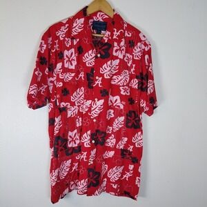 Alabama Crimson Tide  Hawaiian Button Down Hawaiiabera Short Sleeve Men L Cuban